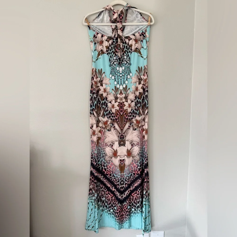 Venus Halter Floral & Animal Print Maxi Dress - Medium - Picture 5 of 9
